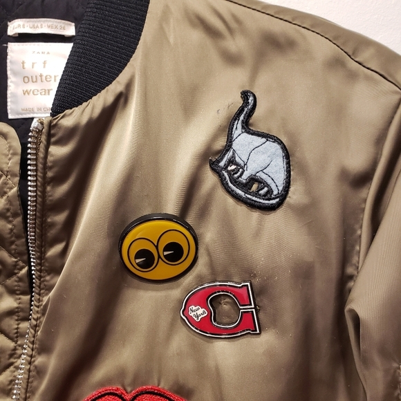 Zara Patchwork Utility Zipper Olive Jacket - S - Picture 10 of 11